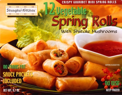 Shanghai Kitchen Vegetable Spring Rolls wit Shiitake Mushrooms Perspective: front