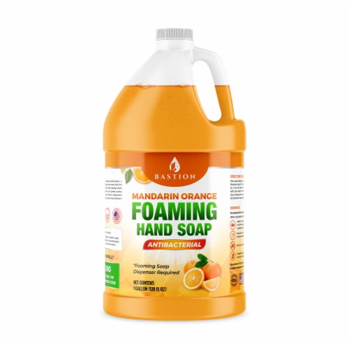Bastion Foaming Antibacterial Hand Soap: Mandarin Orange Scented Instant Foam Hand Wash Refil Perspective: front