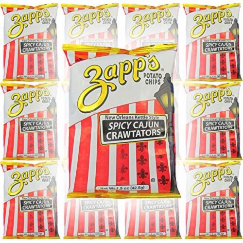 Zapp's Potato Chips, Spicy Cajun Crawtators, New Orleans Kettle Style, 1.5oz Bag (12-Pack) Perspective: front