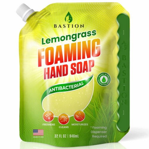 Bastion Foaming Hand Soap Refill - Antibacterial Foam Hand Wash 32oz Pouch Perspective: front