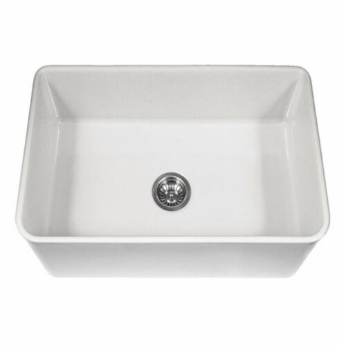 Houzer PTS-4100 WH Platus Series 30 in. Apron Front Fireclay Single Bowl Kitchen Sink- White Perspective: front