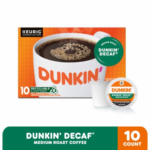 Dunkin’ Decaf Coffee, Medium Roast, Keurig K-Cup Pods Perspective: front