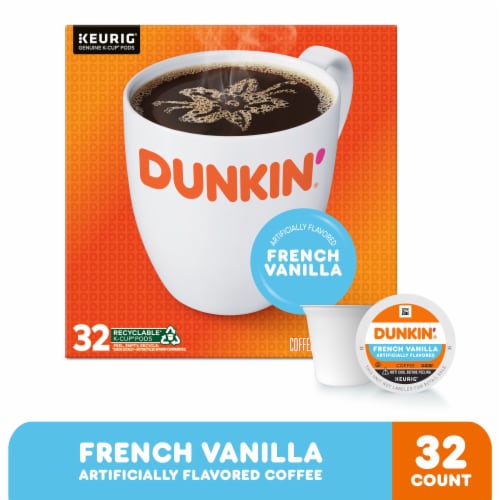 Dunkin’ French Vanilla, artificially Flavored Coffee, Keurig K-Cup Pods Perspective: front