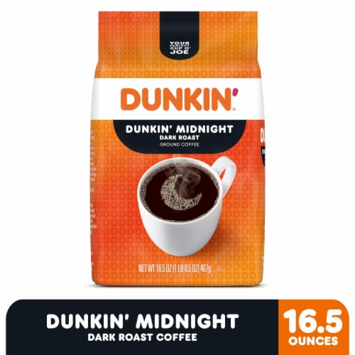 Dunkin’ Midnight Dark Roast Ground Coffee Perspective: front