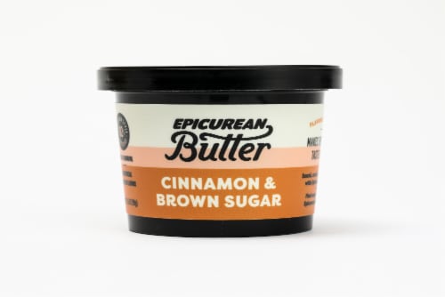 Epicurean Spreadable Cinnamon Brown Sugar Butter Tub Perspective: front