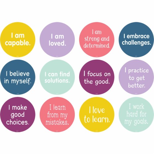 Teacher Created Resources Spot On Carpet Markers Positive Mindset 4  Assorted Pack of 12 Perspective: front