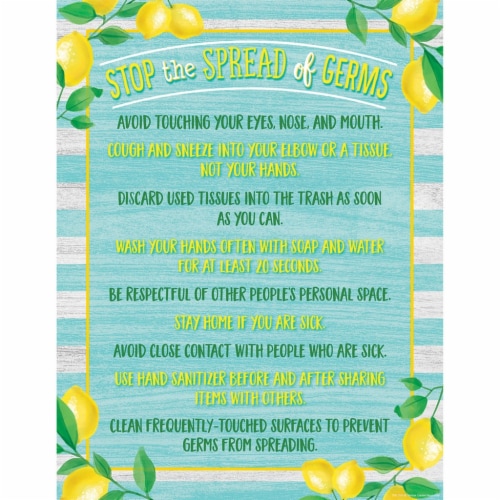 Teacher Created Resources TCR7505 Lemon Zest Stop the Spread of Germs Chart Perspective: front