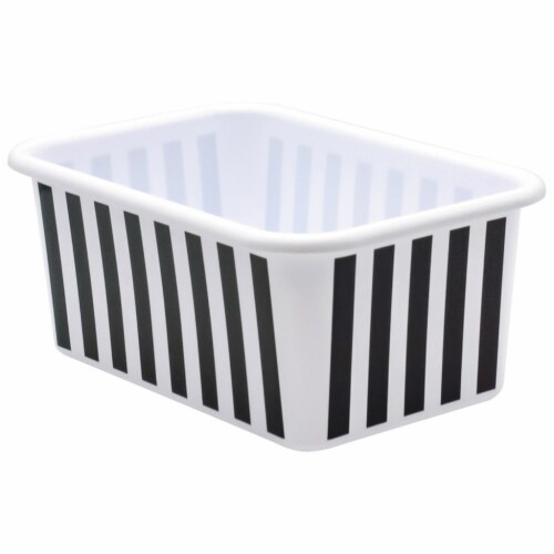 Black and White Stripes Small Plastic Storage Bin Perspective: front