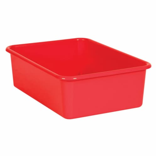 Red Large Plastic Storage Bin Perspective: front