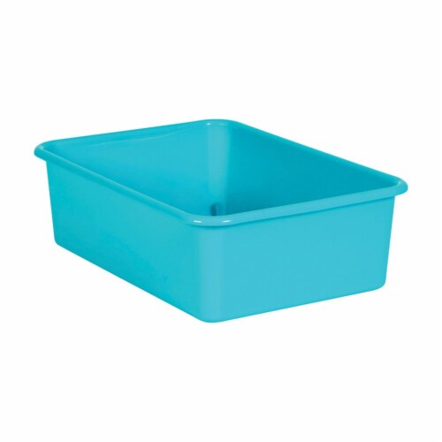 Teal Large Plastic Storage Bin Perspective: front