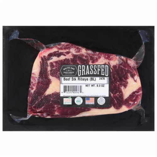Grass Fed Beef Bone-Less Rib Eye Steak Perspective: front
