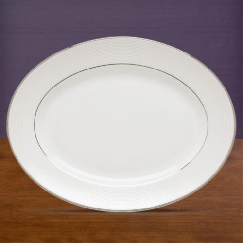 Lenox Opal Innocence Stripe Oval Platter 13 In. Perspective: front