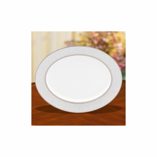 Lenox Pearl Beads Oval Platter 13 In. Perspective: front