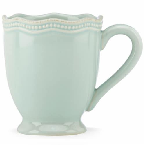Lenox 12 oz French Perle Bead Ice Blue Mug Perspective: front