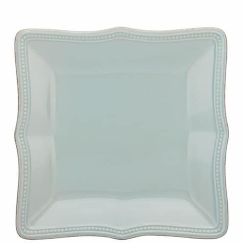 Lenox 8.5 in. French Perle Bead Ice Blue Square Accent Plate Perspective: front