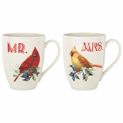 Lenox 863973 Home For Holiday Dinnerware Mr & Mrs Cardinal Mug, 2 Piece Perspective: front