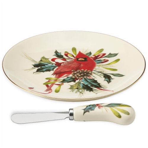 Lenox 863974 Winter Greet Dinnerware Cheese Plate with Knife Perspective: front