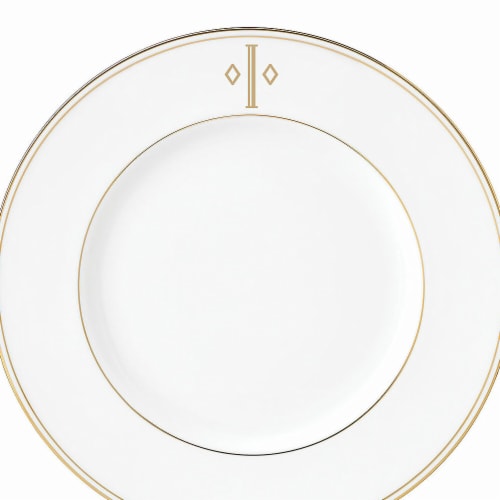 Lenox 9 in. dia. Federal Gold Monogram Block Accent Plate - I Perspective: front