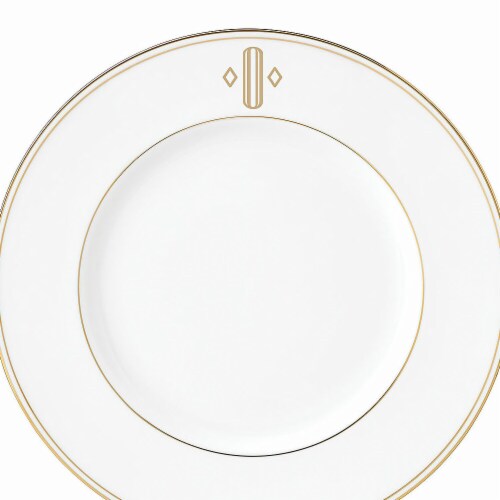 Lenox 9 in. dia. Federal Gold Monogram Block Accent Plate - O Perspective: front