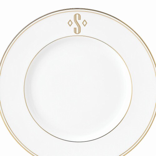 Lenox 9 in. dia. Federal Gold Monogram Block Accent Plate - S Perspective: front