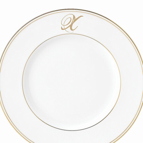 Lenox 9 in. dia. Federal Gold Monogram Script Accent Plate - X Perspective: front