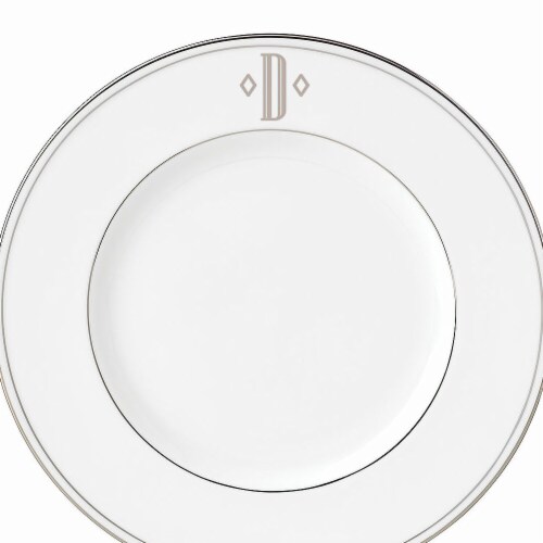 Lenox 9 in. dia. Federal Platinum Monogram Block Accent Plate - D Perspective: front