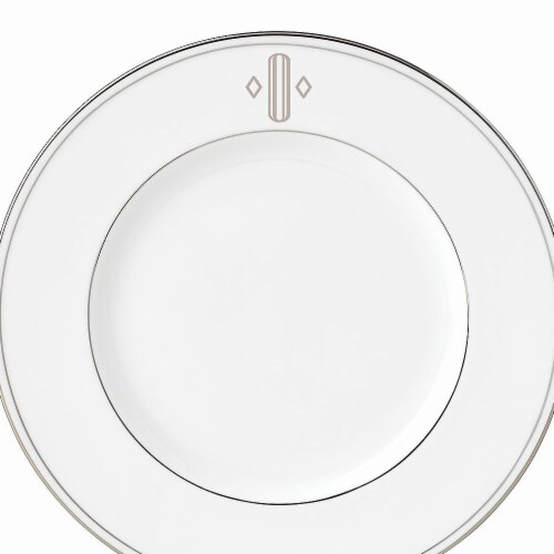 Lenox 9 in. dia. Federal Platinum Monogram Block Accent Plate - O Perspective: front