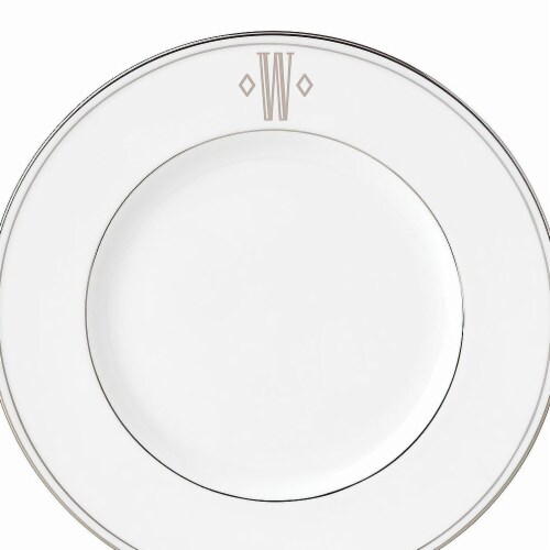 Lenox 9 in. dia. Federal Platinum Monogram Block Accent Plate - W Perspective: front