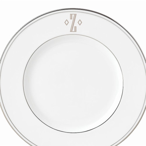 Lenox 9 in. dia. Federal Platinum Monogram Block Accent Plate - Z Perspective: front