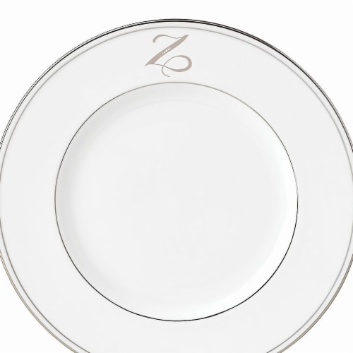 Lenox 9 in. dia. Federal Platinum Monogram Script Accent Plate - Z Perspective: front