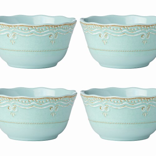 Lenox 871553 5.75 in. dia. French Perle Melamine DW All Purpose Bowl, Aqua - Set of 4 Perspective: front