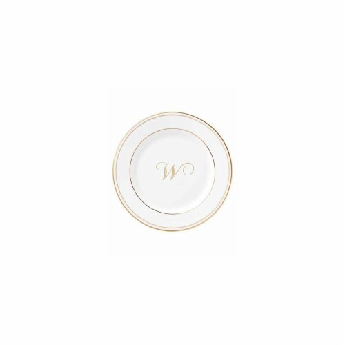 Lenox 6.3 in. dia. Federal Gold Monogram Script Tidbit Plate - W Perspective: front