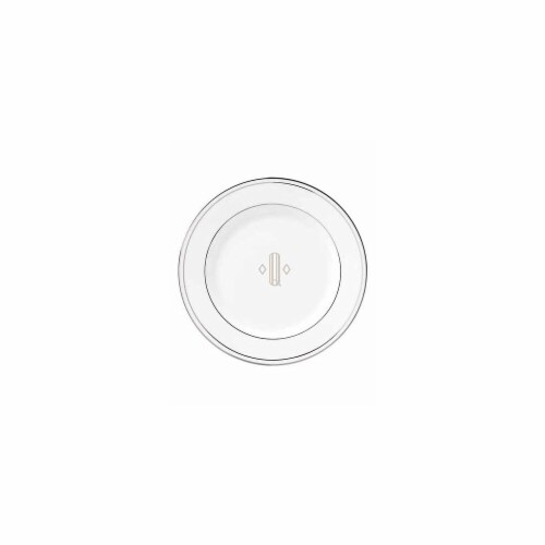 Lenox 6.3 in. dia. Federal Platinum Monogram Block Tidbit Plate - Q Perspective: front