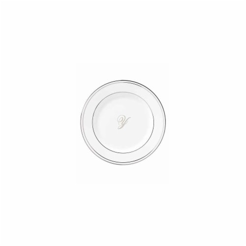 Lenox 6.3 in. dia. Federal Platinum Monogram Script Tidbit Plate - Y Perspective: front