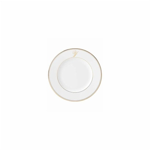 Lenox 10.8 in. dia. Federal Gold Monogram Script Dinner Plate - Y Perspective: front