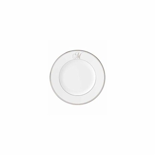 Lenox 10.8 in. dia. Federal Platinum Monogram Script Dinner Plate - M Perspective: front