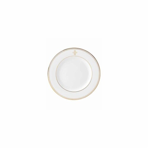 Lenox 8 in. dia. Federal Gold Monogram Block Salad Plate - O Perspective: front