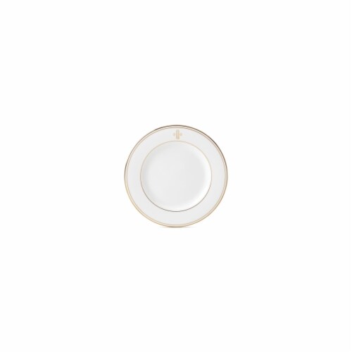 Lenox 8 in. dia. Federal Gold Monogram Block Salad Plate - Q Perspective: front