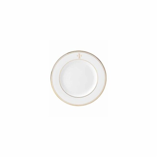 Lenox 8 in. dia. Federal Gold Monogram Block Salad Plate - X Perspective: front