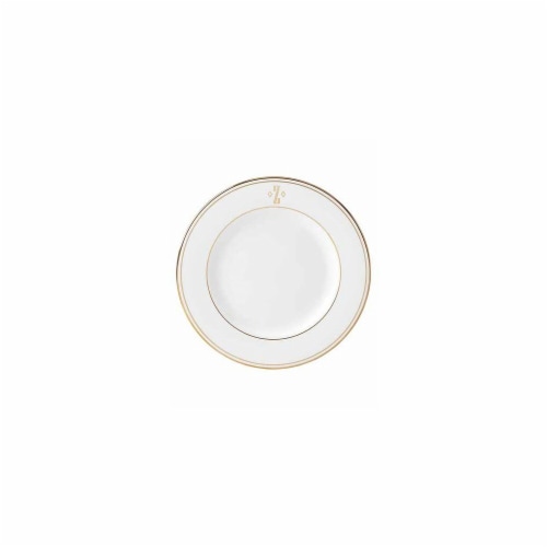 Lenox 8 in. dia. Federal Gold Monogram Block Salad Plate - Z Perspective: front