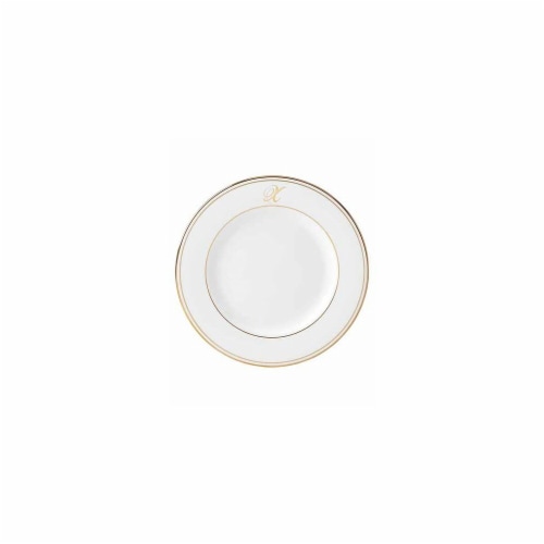 Lenox  8 in. dia. Federal Gold Monogram Script Salad Plate - X Perspective: front