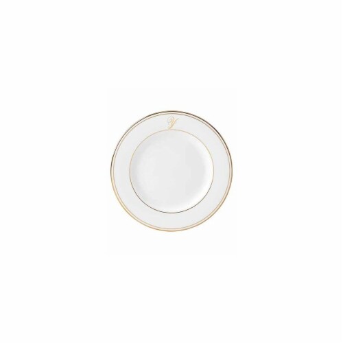 Lenox 8 in. dia. Federal Gold Monogram Script Salad Plate - Y Perspective: front