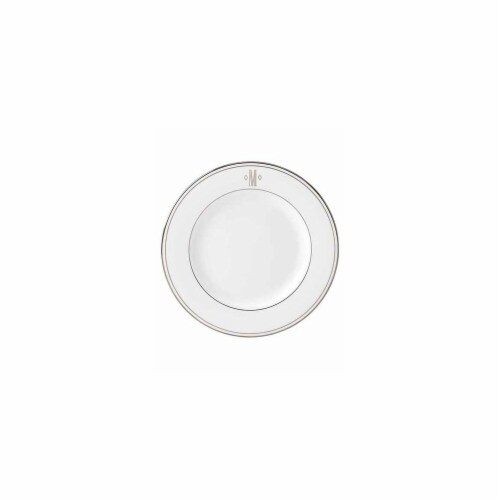 Lenox 8 in. dia. Federal Platinum Monogram Block Salad Plate - M Perspective: front