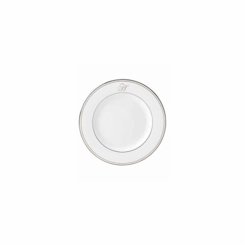 Lenox 8 in. dia. Federal Platinum Monogram Script Salad Plate - H Perspective: front