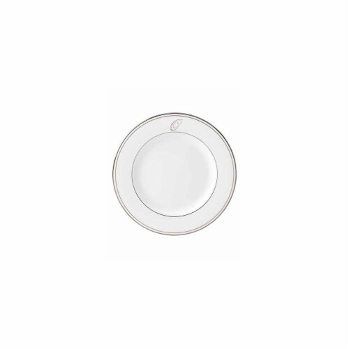 Lenox 8 in. dia. Federal Platinum Monogram Script Salad Plate - O Perspective: front