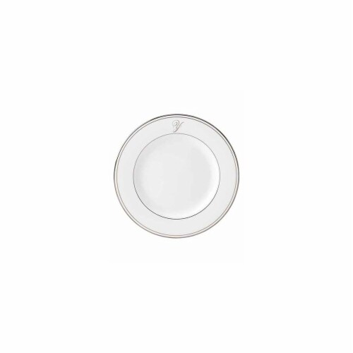 Lenox 8 in. dia. Federal Platinum Monogram Script Salad Plate - Y Perspective: front
