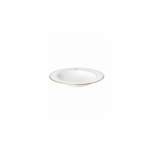 Lenox 873382 9 in. dia. Federal Gold Monogram Block DW Pasta & Rim Soup Bowl - D Perspective: front