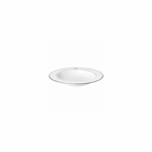 Lenox 873684 9 in. dia. Federal Platinum Monogram Block DW Pasta & Rim Soup Bowl - H Perspective: front