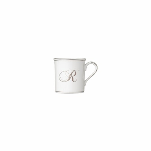 Lenox 12 oz Federal Platinum Mono Script Dinnerware Mug - R Perspective: front