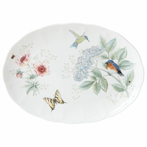 Lenox Butterfly Meadow Flutter Oval Platter, White Perspective: front